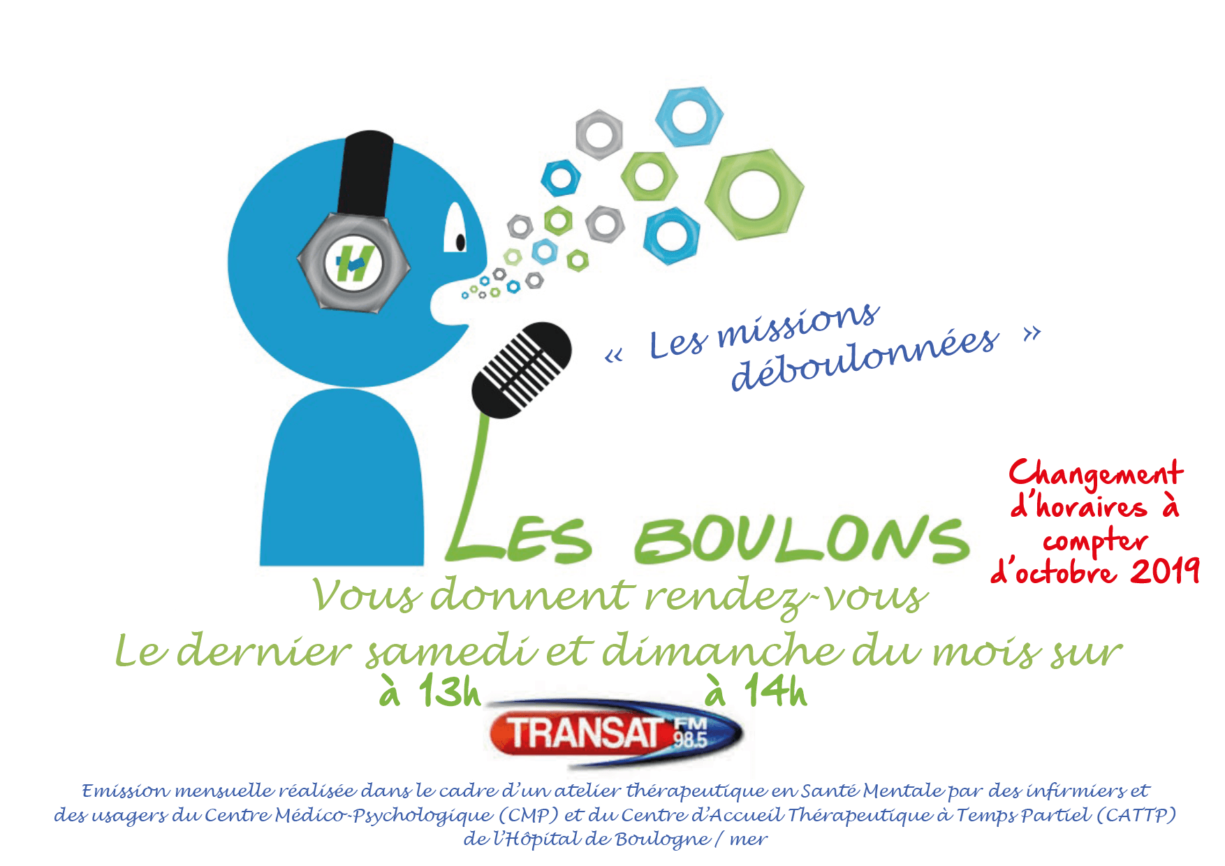 Les Boulons, les missions déboulonnées sur Transat FM 98,5 CHB Les Boulons, les missions déboulonnées sur Transat FM 98,5 CHB