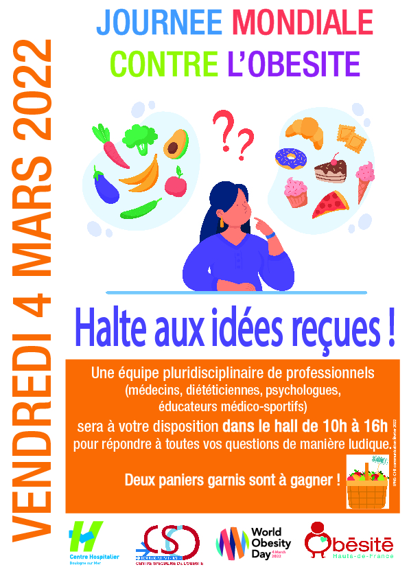 Vendredi 4 mars 2022 de 10h à 16h Journée Mondiale contre l’Obésité CHB